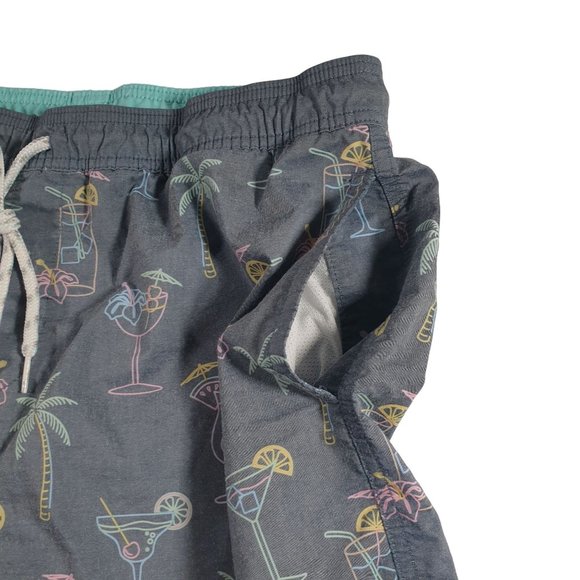 Goodfellow Mens Swim Suit Trunks Tropical Drinks Hawaiian Vacation Beach Pool - Picture 4 of 8